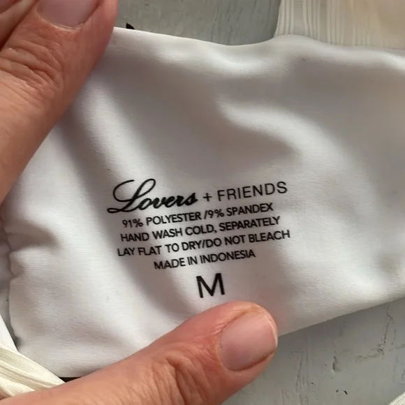 Lovers & Friends Revolve Sade White Bikini set Wraparound Tie Closure Ribbed M - Picture 9 of 11
